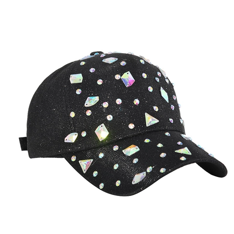 Berretto Da Baseball Strass Colorati Glitter Poliestere Protezione Solare Stile Coreano Donne Uomini Regolabile Moda
