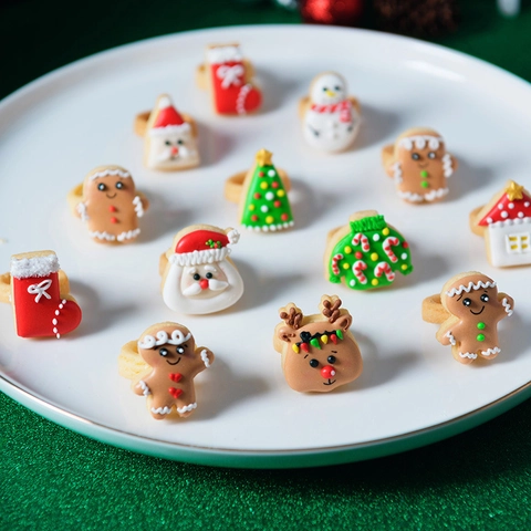 Weihnachts Mini Ring Plätzchenform Cartoon Lebkuchenmann Weihnachtsmann Rentier Baum DIY Backwerkzeug PLA Kunststoff