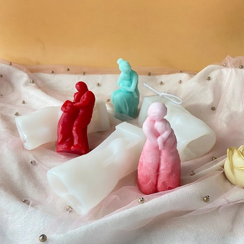 Hugging Body Silicone Mold Abstract Couple Mother Baby Human Portrait DIY Candle Soap Resin Plaster Making Minimalist