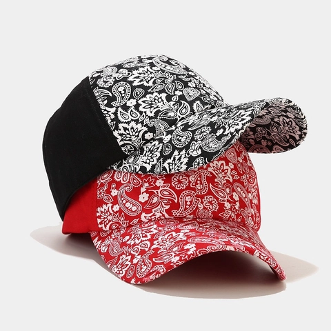 Damen Baumwolle Paisley Baseball Kappe Kreuz Ponytail High Bun Sonnenhut Vintage Verstellbar