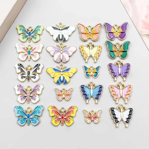 Butterfly Charms Pendants Zinc Alloy Enamel Gradient Assorted Colors For DIY Necklace Bracelet Jewelry Making