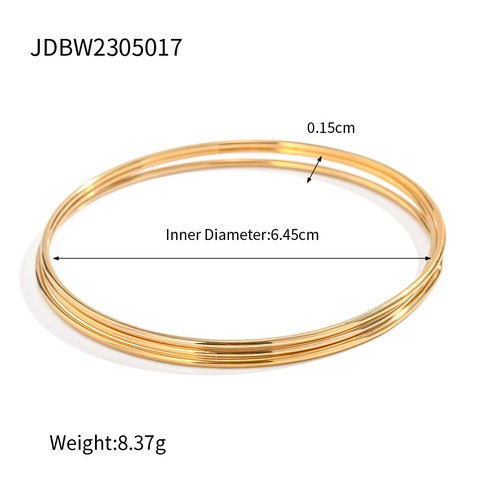 Minimalist Thin Round Bangles For Women 18K Gold Plated Stainless Steel Stackable Plain Circle Bracelets Fashion Jewelry