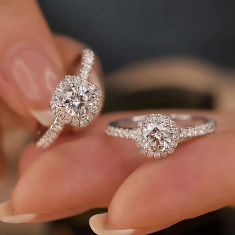 Luxus Zirkonia Ring Kupfer Verstellbar Halo Rund Quadratisch Mode Schmuck Für Frauen Elegant