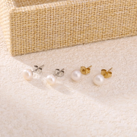 Pendientes De Perlas Artificiales De Acero Inoxidable Chapado En Oro De 18K Estilo Vintage Francés Joyería Elegante Para Mujer
