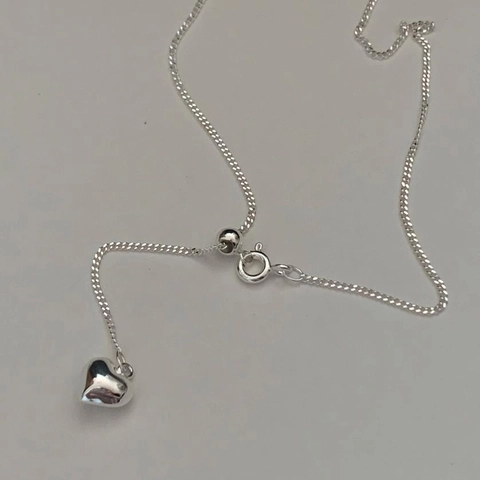 Herz Anhänger Halskette 925 Sterlingsilber Y-Lariat Verstellbare Schiebeperle Minimalistischer Schmuck Für Damen
