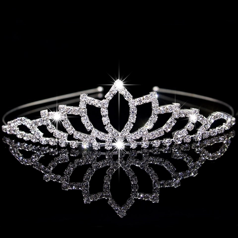 Funkelnde Strass Braut Tiara Silberne Kupferlegierung Kristall Krone Für Hochzeit Party Haarschmuck Damen Mädchen