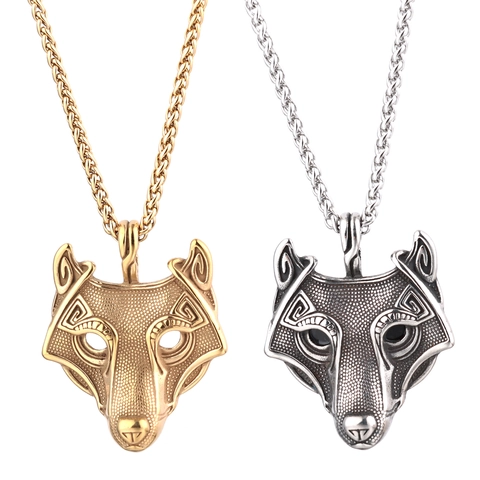 Wolfskopf Anhänger Halskette Edelstahl Wikinger Nordischer Stil Retro Punk Gothic Schmuck Für Herren Coole Accessoires