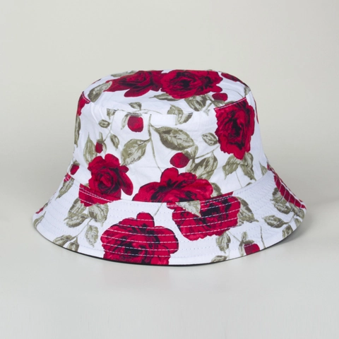 Vintage Καπέλο Bucket Με Floral Τύπωμα Τριαντάφυλλου Γυναικείο Αναστρέψιμο Υφασμάτινο Καπέλο Ήλιου Κομψό Αναδιπλούμενο Καλοκαίρι