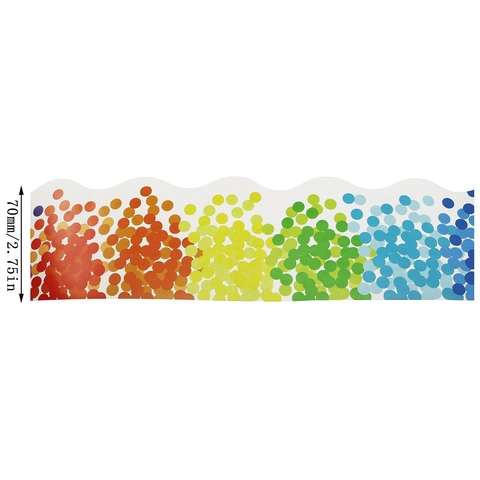 Rainbow Polka Dot Bulletin Board Scalloped Border Trim Self Adhesive Sticker Classroom Decor Office Ornament