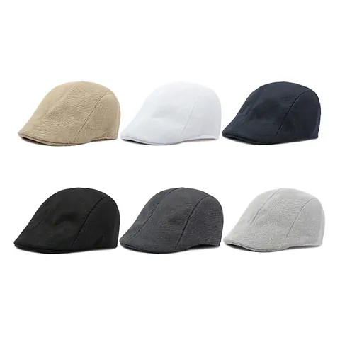 Mesh Beret Flat Cap Breathable Polyester Adjustable Buckle Summer Outdoor Casual Retro Style For Men Women Solid Color