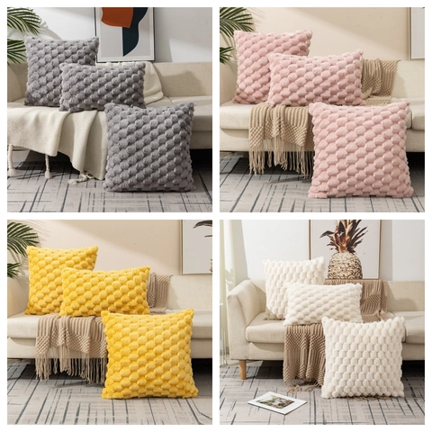 Bubble Texture Velvet Cushion Cover Decorative Solid Color Pillowcase For Sofa Couch Living Room Bed