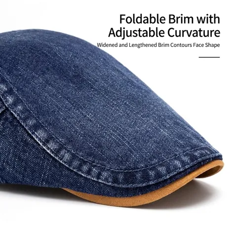 Retro Gewassen Denim Platte Pet Verstelbare Katoenen Ivy Hoed Voor Heren Dames Casual Outdoor Zonnescherm Ivy Cap