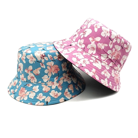 Vissershoed Dames Omkeerbaar Bloemenprint Polyester Zonbescherming Ademend Outdoor Strand Retro Stijl