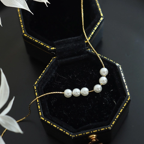 Collana Con Pendente Di Künstliche Perle Imitazione Minimalista In Acciaio Inossidabile Titanio Placcato Oro 18K Per Donna Stile Elegante