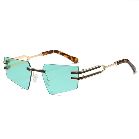 Gafas De Sol Geométricas Sin Montura Marco De Metal Protección UV400 Moda Exterior Polígono Irregular Unisex
