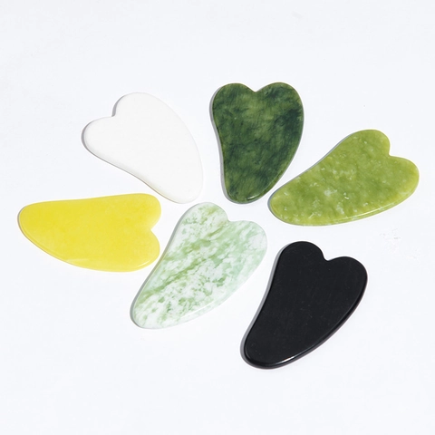 Natural Xiuyan Jade Gua Sha Scraping Board Heart Shaped Facial Massager For Body Meridian Relaxing Skin Care Massage