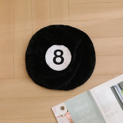 Fodera Per Cuscino Palla Da Biliardo Nero Otto Creativa Peluche Morbido Tondo Sportivo Decorazione