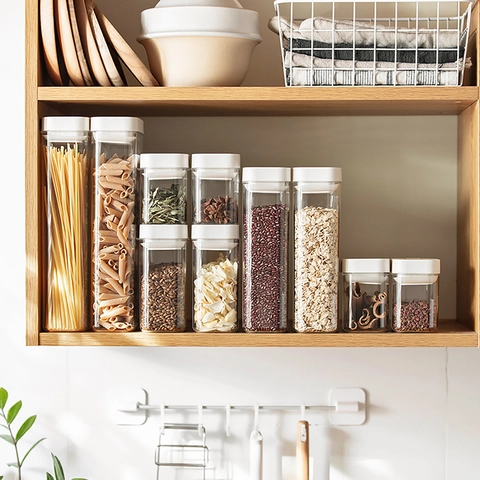 Barattoli Per Conservazione Alimenti Trasparenti Contenitori Da Cucina Ermetici Con Coperchi Di Bloccaggio Plastica ABS PET