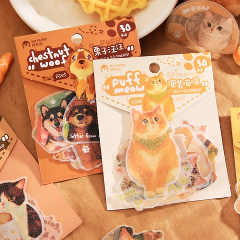 Süße Haustier Katze Hund Dekorative Aufkleber PVC Flash Sanding Prozess Journaling Scrapbooking DIY Schreibwaren Zubehör