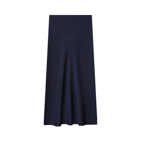 Elegant High Waist Satin Midi Slip Skirt For Women Solid Color Straight Office Commute Long Skirt Black Wine Red