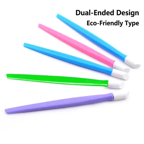Dubbelzijdige Nail Art Drukstick Plastic Handvat Siliconen Tip Nagelriemduwer Reinigingshulpmiddel Voor Stickers Manicure DIY
