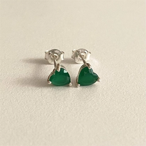 Orecchini A Cuore Con Zirconia Verde E Perno In Argento Sterling 925 Gioielli Semplici Ed Eleganti Per Donna