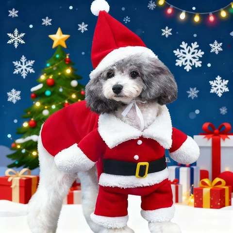 Pet Weihnachten Kostüm Weihnachtsmann Elfe Kleid Weich Warm Fleece Plüsch Feiertag Party Outfit Für Kleine Hunde Und Katzen