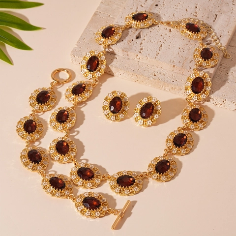 Gioielli Stile Corte Francese Vintage Fiore Ovale Lega Strass Smalto Con Perno Per Orecchini In Argento Per Donna Eleganza