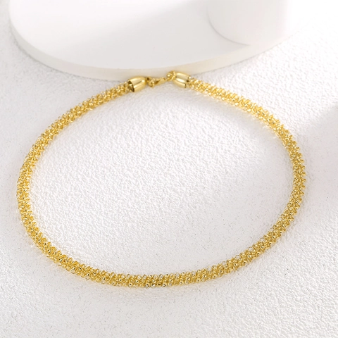 Koreanische Minimalistische Kupfer 18K Vergoldet Geflochtene Halsreif Kette Für Damen Einfache Kreis Choker Mode Schmuck Vielseitige Kette