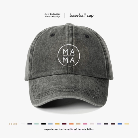 Gorra de Béisbol de Algodón Lavado para Mujeres Hombres Desgastada MAMA Bordada Sombrero de Sol Vintage Outdoor Casual Ajustable
