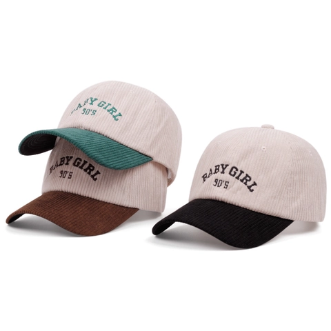Berretto Da Baseball In Velluto A Coste Vintage Ricamo Lettere Cappello Da Sole Regolabile Stile Retrò Casual Anni Novanta