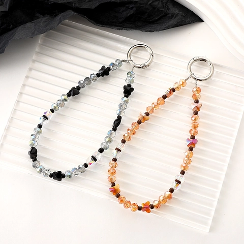 Kristallen Kralen Vlinder Sleutelhanger Telefoon Lanyard Strap Luxe Tas Hanger Charm Voor Vrouwen Handtas Accessoires