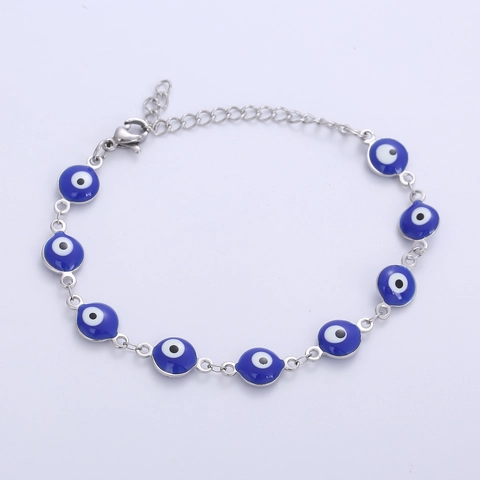 Evil Eye Armband Edelstahl Verstellbar Türkisches Glücksamulett Emaille Schmuck Für Damen Silberfarben Schutzanhänger