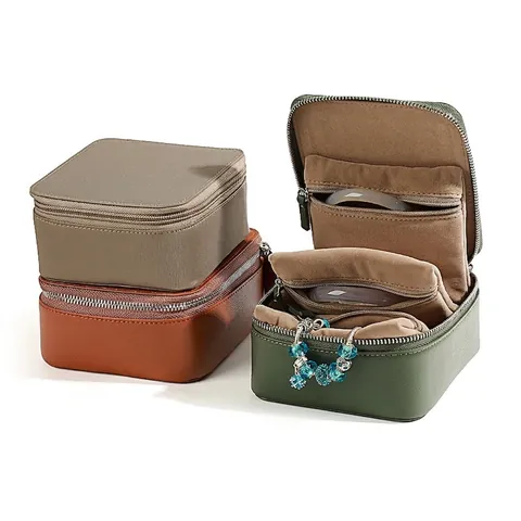 Scatola Organizzatore Di Gioielli Portatile Borsa Da Viaggio In Pelle PU Con Cerniera Per Bracciali Collane Fodera Velluto