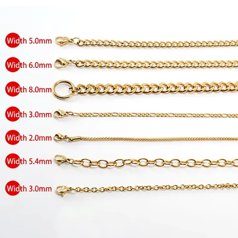 Collana A Catena In Acciaio Inossidabile Placcato Oro Hip Hop Cubana Figaro Graffetta Maglia Per Uomo Donna