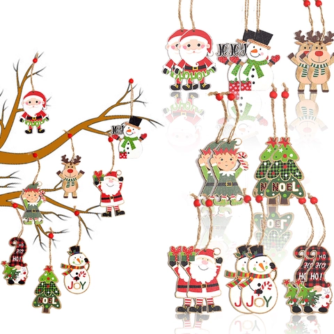 Decorazioni Natalizie In Legno Cartone Animato Babbo Natale Pupazzo Di Neve Renna Elfo Albero Decorazioni Da Appendere
