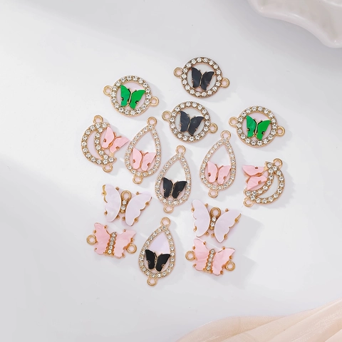 Ciondoli A Farfalla Lega Acrilico Strass Colorati Per Creazione Gioielli Fai Da Te Collane Orecchini Accessorio Elegante