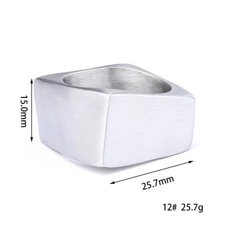 Anillo Geométrico Cuadrado De Acero Inoxidable 316L Cepillado Mate Industrial Minimalista Banda Para Hombres Mujeres Unisex