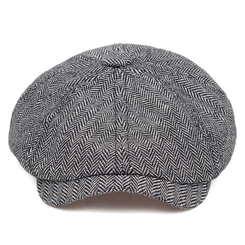 Coppola Retrò In Tweed A Spina Di Pesce Cappello Ottagonale Da Pittore Vintage Britannico Casual Inverno Autunno Uomo Donna