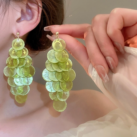 Wald-Stil Frische Grüne Blumen Harz Ohrringe Vintage Florale Strass Ohrstecker Silberstift Kleine Nischen-Design Ohrringe