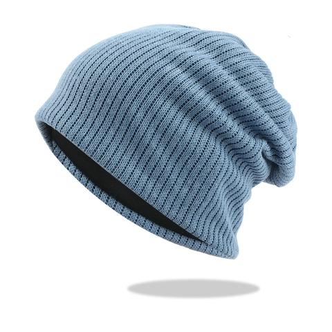 Gorro De Punto Acrílico Con Rayas Verticales De Doble Capa Cálido Resistente Al Viento Gorro De Invierno Para Hombres Mujeres Casual Color Sólido
