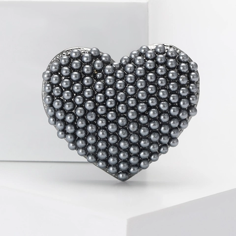 Spilla A Cuore In Lega Con Künstliche Perle Sintetiche E Strass Accessorio Elegante Per Abbigliamento Da Donna