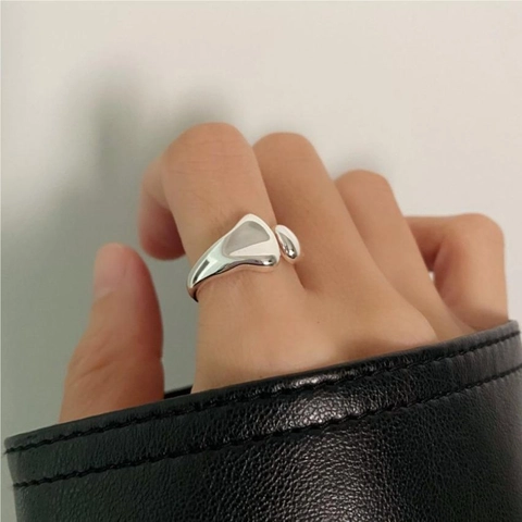 Anello Regolabile In Argento Sterling 925 Design Metallo Liquido Irregolare Gioielli Minimalisti Lucidi Da Donna
