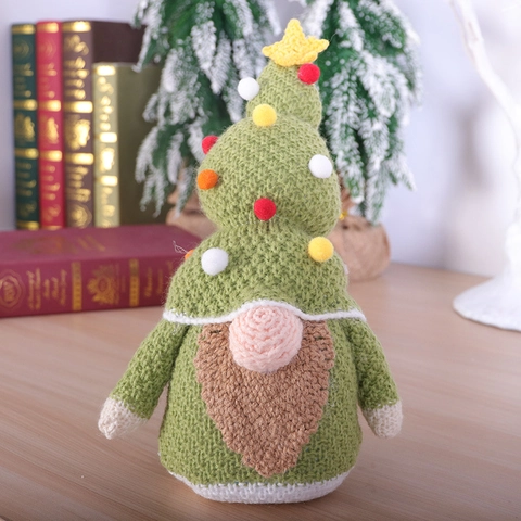 Weihnachtsgnom Ornamente Gestrickte Nordische Rudolf Puppe Mit Stern Und Glocke Handgemachte Plüschfiguren Dekoration