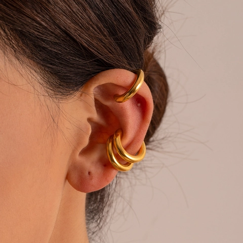 Pendientes De Aro Gruesos En Forma De C Acero Inoxidable Pulido Joyería Geométrica Para Mujer