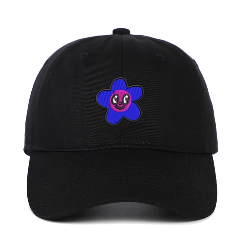 Honkbalpet Katoen Geborduurde Bloem Smile Face Verstelbaar Zonbescherming Hip Hop Streetwear Casual Hoed Heren Dames