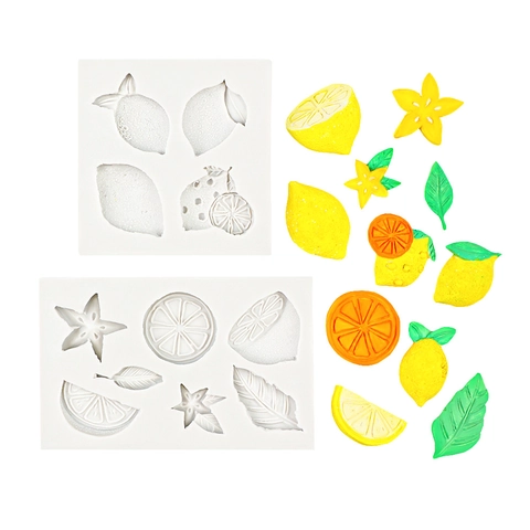 Silicone Mold For Fondant Cake Decoration DIY Fruit Shapes Lemon Starfruit Leaves Chocolate Crafting Tool