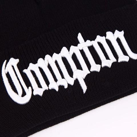 Compton Letter Embroidered Beanie Hat Acrylic Knit Warm Winter Outdoor Streetwear Style For Men And Women