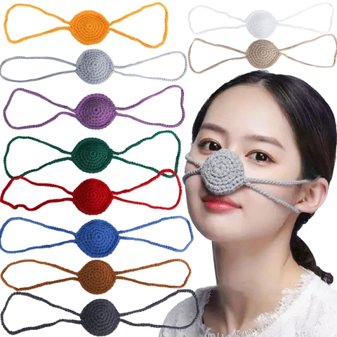 Handmade Crochet Nose Warmer Funny Yarn Knitted Nose Cover For Winter Outdoor Cold Protection Novelty Party Costume Accessory