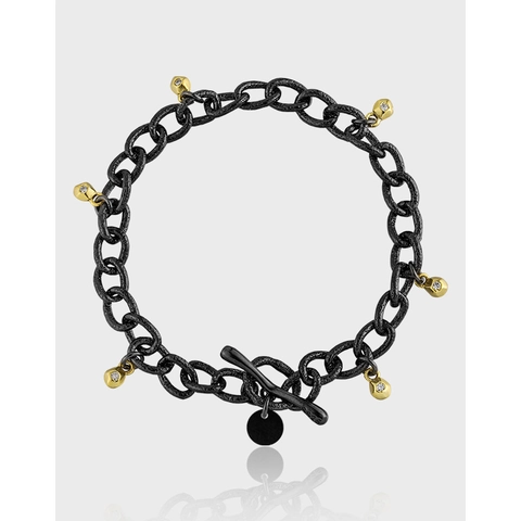 925 Sterling Silber Armband Mit Knebelverschluss Zirkon Anhänger Luxus Schwere Kette Punk Retro Schmuck Für Damen